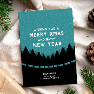 Tarjeta Navidad Azul desde los Bosques