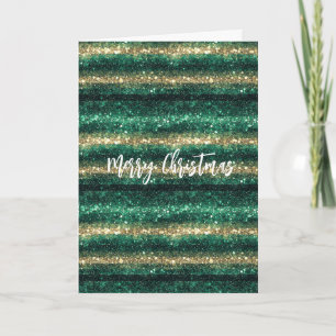 Tarjeta Navidad Brillo Verde Oro