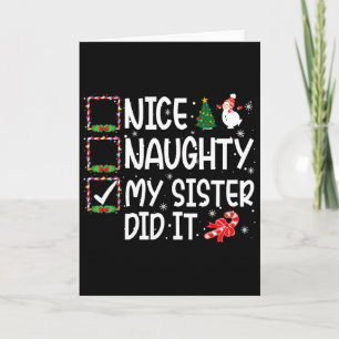 Tarjeta Navidad Bueno Malo Mi Hermana Lo Hizo Chicos Chica