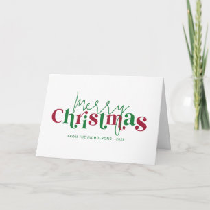 Tarjeta Navidad caprichosa retro con apellido