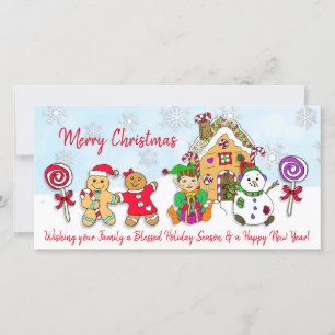 Tarjeta Navidad caprichoso de la casa de pan de jengibre