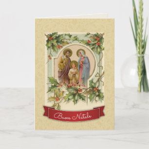 Tarjeta Navidad católico tradicional del vintage en