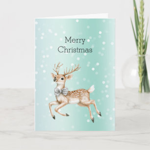 Tarjeta Navidad Ciervo Confeti Ombre Menta Verde
