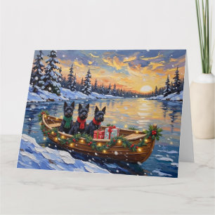 Tarjeta Navidad con Barco de Terrier Escocés