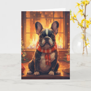 Tarjeta Navidad con Bulldog Francés – Suéter Acogedor