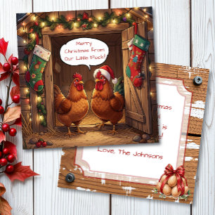 Tarjeta Navidad con gallina personalizada linda
