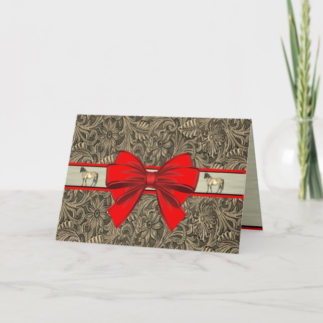 Tarjeta Navidad con impresión de cuero repujado falso occi (Anverso)