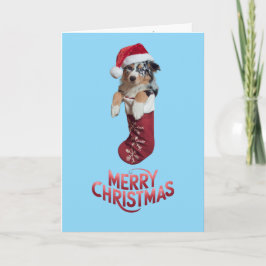 Tarjeta Navidad con Ovejero Australiano Adorable