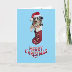 Tarjeta Navidad con Ovejero Australiano Adorable