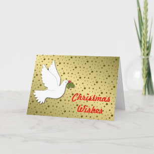 Tarjeta Navidad con Paloma con fondo dorado
