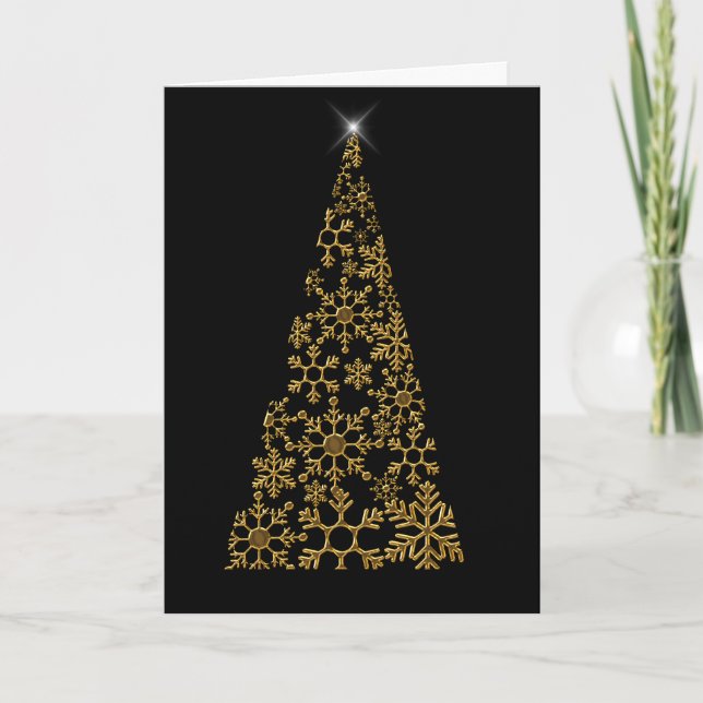 Tarjeta Navidad contemporánea en negro y dorado (Anverso)