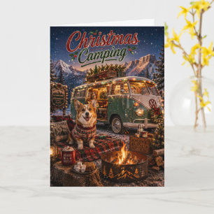 Tarjeta Navidad Corgi Camping Fiesta Furgoneta Camper Invi