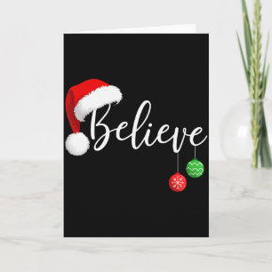 Tarjeta Navidad Cree En Santa Claus Divertida Familia De N