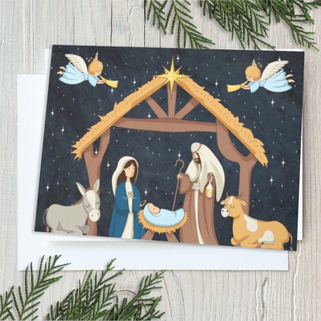 Tarjeta Navidad cristiana adorable Natividad (Subido por el creador)