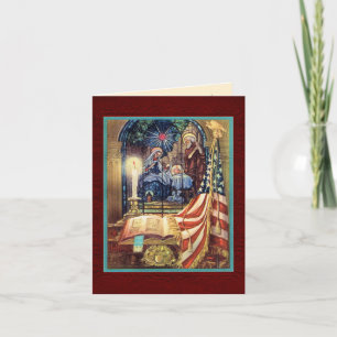 Tarjeta Navidad Cristiana Estadounidense Patriótica