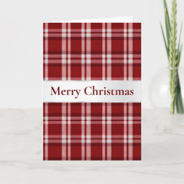 Tarjeta Navidad Cuadro Escocés Rojo Blanco