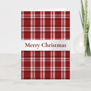 Tarjeta Navidad Cuadro Escocés Rojo Blanco