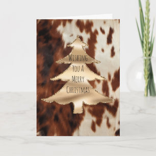 Tarjeta Navidad Cuero Occidental Crema Marrón