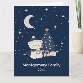 Tarjeta Navidad Custom Midnight | Azul Marino, Plata y Oro
