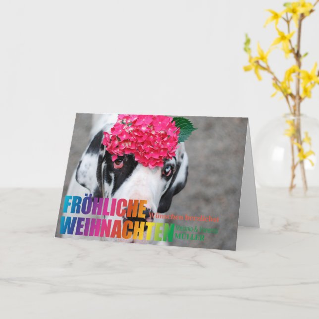 Tarjeta Navidad de arcoíris (flor amarilla)