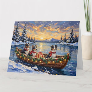 Tarjeta Navidad de Border Collie en Barco