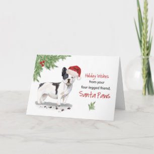 Tarjeta Navidad de Bulldog Francés del perro en divertido