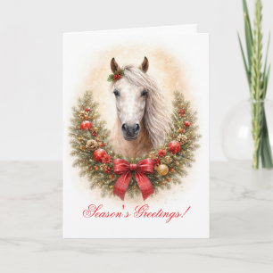 Tarjeta Navidad de caballo con saludo de temporada de coro