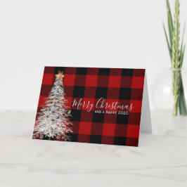 Tarjeta Navidad de cuadros de búfalo