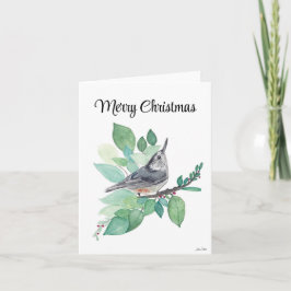 Tarjeta navidad de cumpleaños nuthatch de navidad