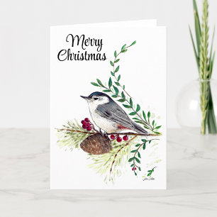 Tarjeta navidad de cumpleaños nuthatch de navidad