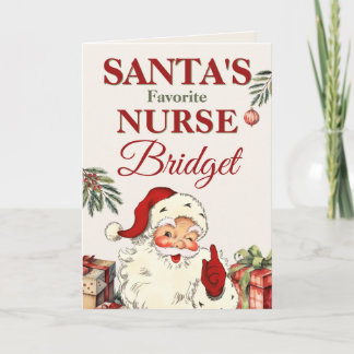 Tarjeta Navidad de Enfermera Favorita de Papá Noel Persona