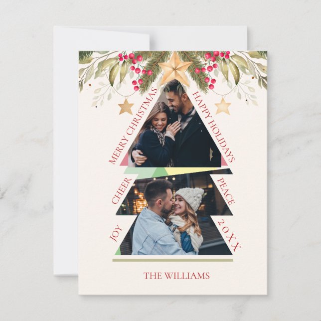 Tarjeta navidad de festividad de árbol de fotos mú (Anverso)