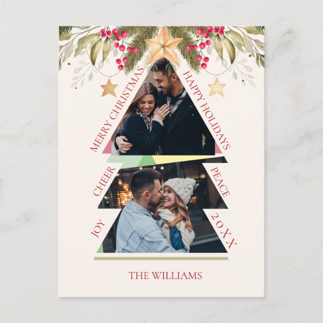 Tarjeta navidad de festividad de árbol de fotos mú (Anverso)