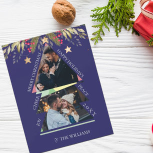 Tarjeta navidad de festividad de árbol de fotos mú