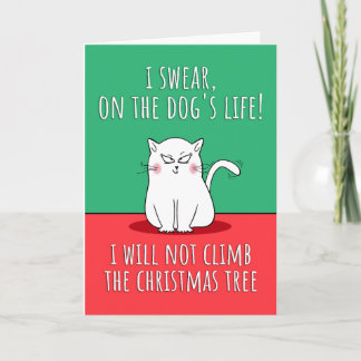 Tarjeta Navidad de gato divertida