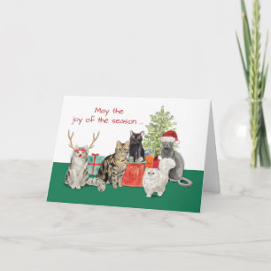 Tarjeta Navidad de gato y mejor año nuevo