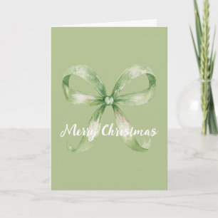 Tarjeta Navidad de lazo verde aguacate