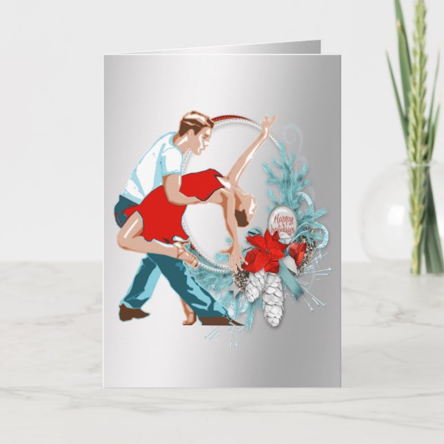 Tarjeta Navidad de los bailarines buenas fiestas (Anverso)