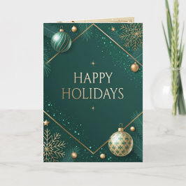 Tarjeta Navidad de Lujo Verde y Dorado