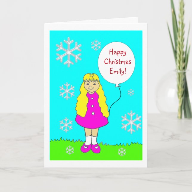 Tarjeta Navidad de niña pequeña linda (Anverso)