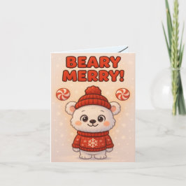 Tarjeta Navidad de oso polar lindo