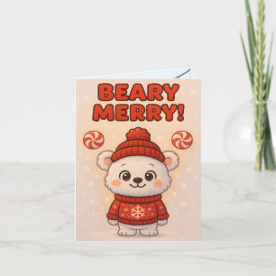 Tarjeta Navidad de oso polar lindo