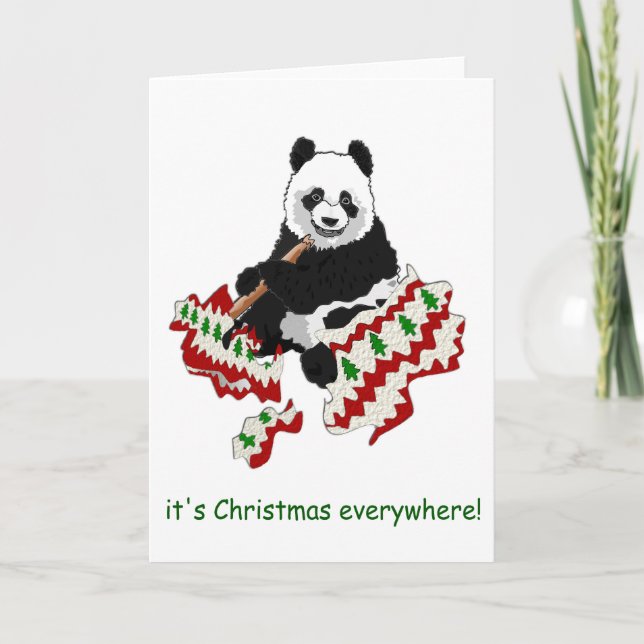 Tarjeta Navidad de panda (Anverso)