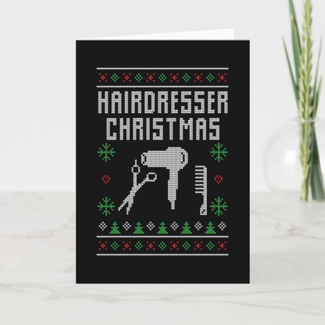 Tarjeta Navidad de peluquero (Anverso)
