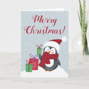 Tarjeta Navidad de Pingüino Lindo