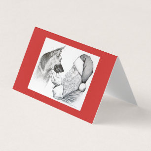 Tarjeta Navidad de Santa y del pastor alemán