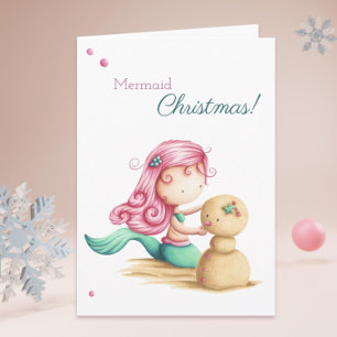 Tarjeta Navidad de Sirena Verano Playa