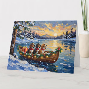 Tarjeta Navidad del barco de Basset Hound