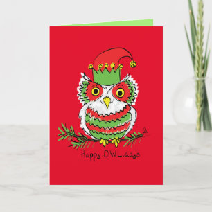 Tarjeta Navidad del búho lindo divertido