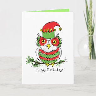 Tarjeta Navidad del búho Lindo Divertido Fiesta
